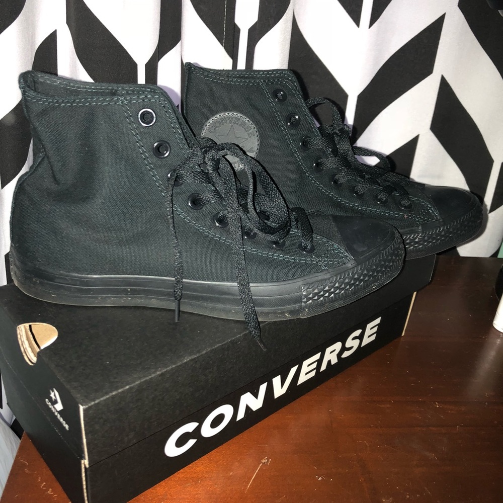 All black high-top Converse